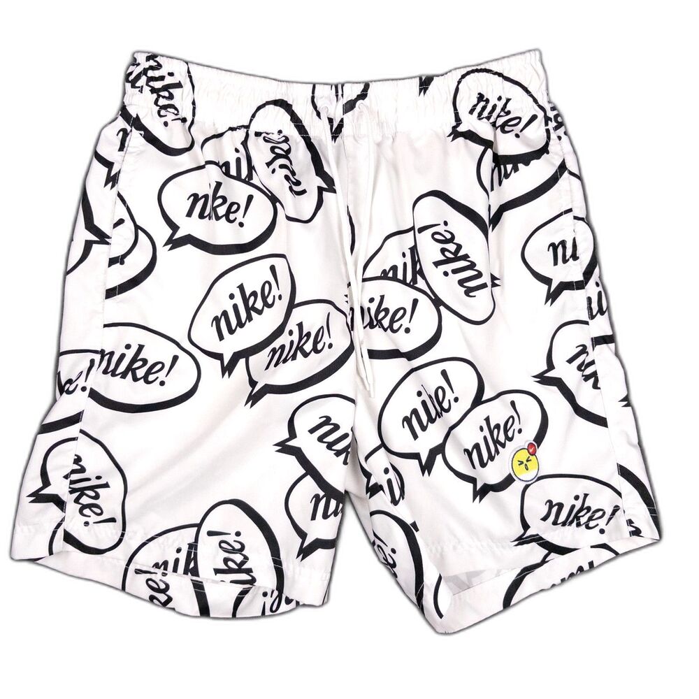 Nike Airmoji Mens Small White Black Graphic Shorts All Over Print Small Athletic